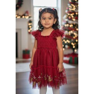 ZUNIE Girls Toddler Red Deer Dress 2